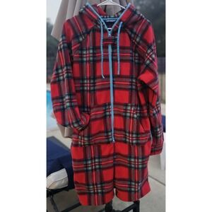Chubbies Multi Color Plaid Fleece Hoodie Romper 2 Way Zip 4 Pockets‎ Men Medium